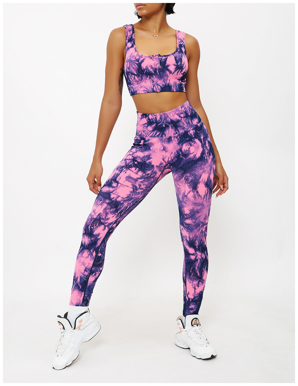 DIANA GUIDA PADDED TIE DYED SEAMLESS SPORTS BRA AND LEGGINGS SET