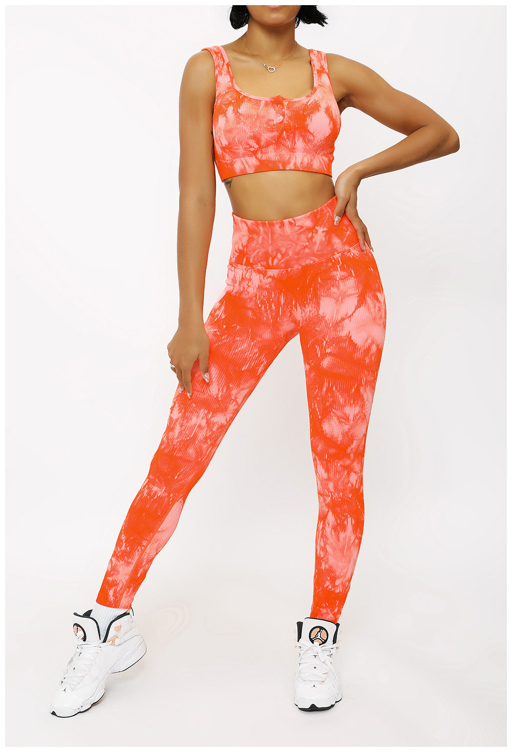 DIANA GUIDA PADDED TIE DYED SEAMLESS SPORTS BRA AND LEGGINGS SET