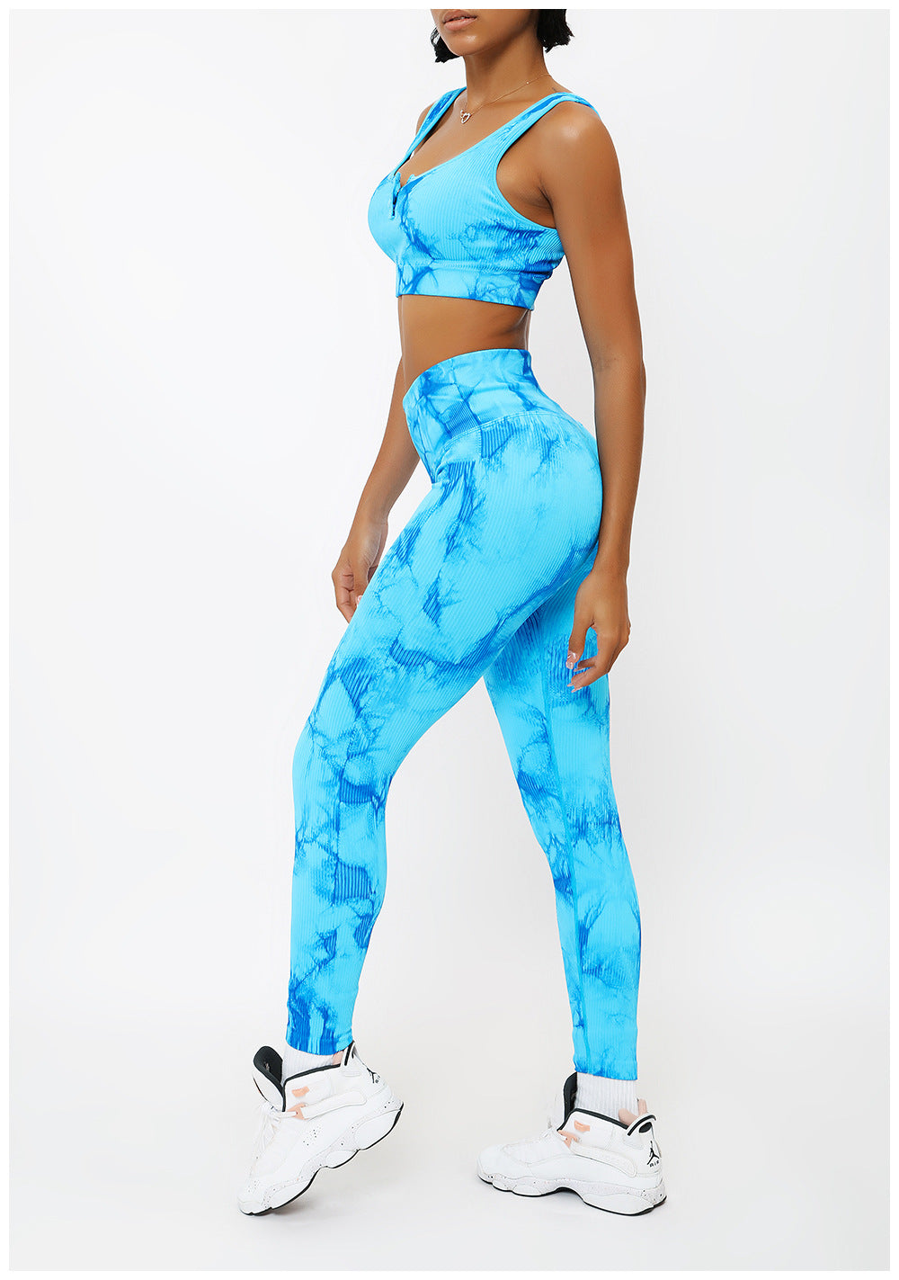 DIANA GUIDA PADDED TIE DYED SEAMLESS SPORTS BRA AND LEGGINGS SET