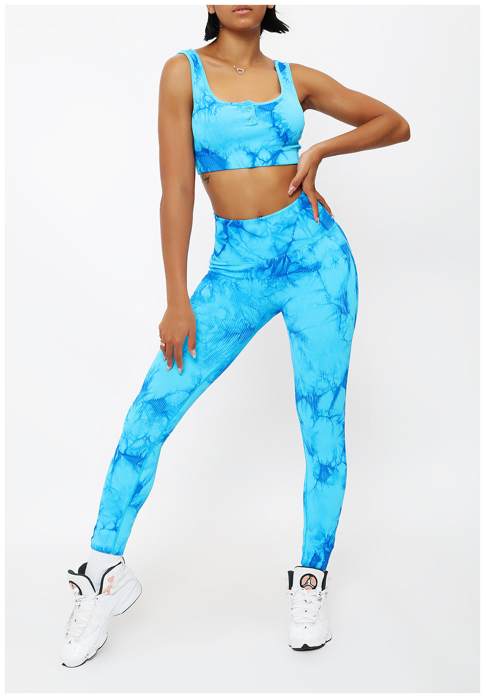 DIANA GUIDA PADDED TIE DYED SEAMLESS SPORTS BRA AND LEGGINGS SET